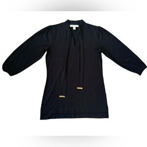 Michael Kors (EUC) Women’s Black Long Sleeve Blouse & Self-Tie Collar Size XS